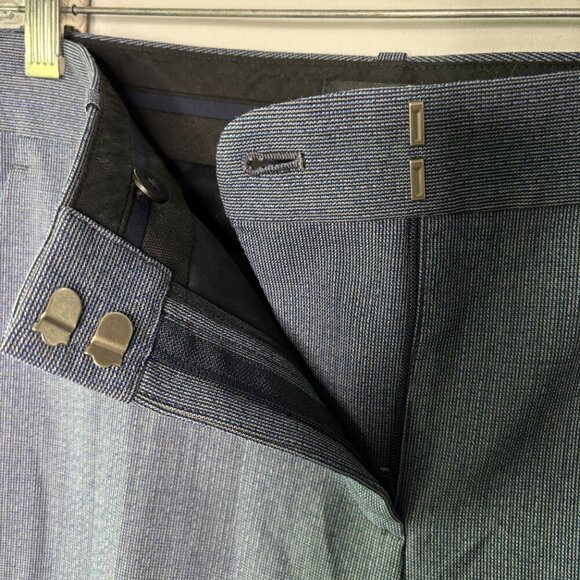Theory Women's Testra 2B Spring Blue Multi Flat Front Wool Dress Pants Size 4 - Picture 5 of 10